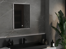 Mexen Erma illuminated bathroom mirror 50 x 70 cm, LED 6000K, demister, black frame - 9814-050-070-611-70