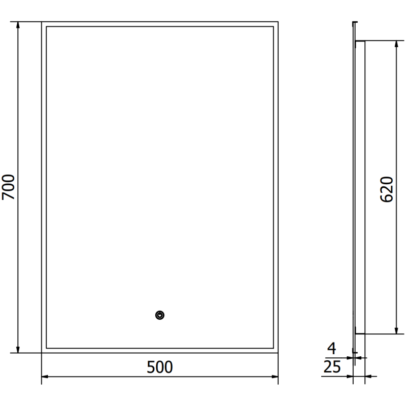 Mexen Erma illuminated bathroom mirror 50 x 70 cm, LED 6000K, anti-fog, black frame - 9814-050-070-611-70