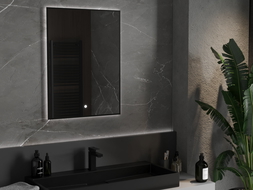 Mexen Erma 60 x 80 cm Backlit Bathroom Mirror, LED 6000K, Anti-Fog, Black Frame - 9814-060-080-611-70