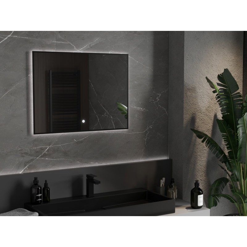 Mexen Erma illuminated bathroom mirror 80 x 60 cm, LED 6000K, anti-fog, black frame - 9814-080-060-611-70