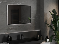 Mexen Erma illuminated bathroom mirror 80 x 60 cm, LED 6000K, anti-fog, black frame - 9814-080-060-611-70