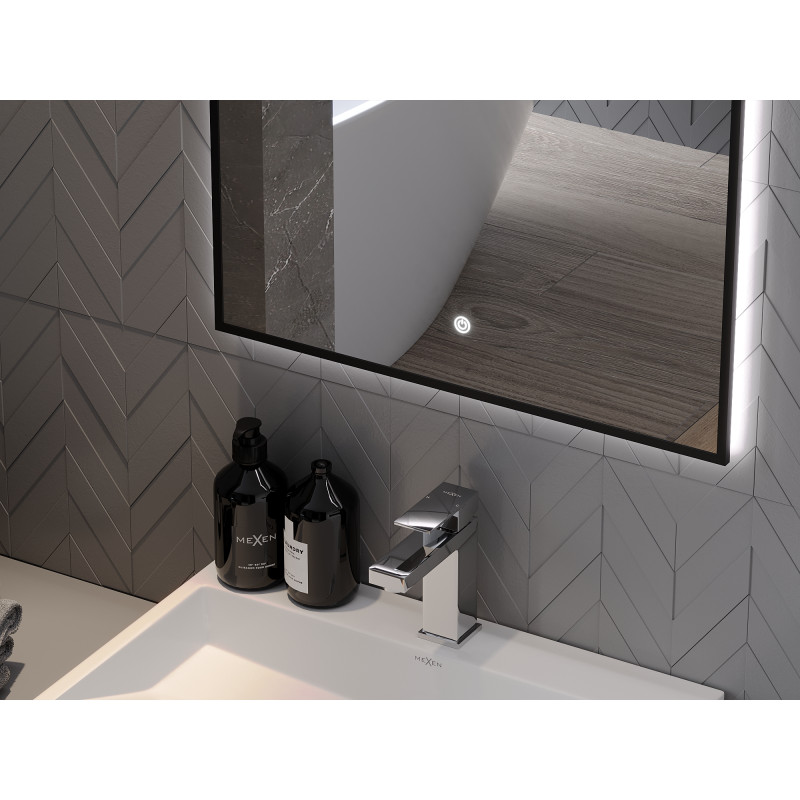 Mexen Erma illuminated bathroom mirror 80 x 60 cm, LED 6000K, anti-fog, black frame - 9814-080-060-611-70