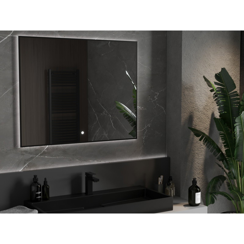 Mexen Erma illuminated bathroom mirror 100 x 80 cm, LED 6000K, anti-fog, black frame - 9814-100-080-611-70