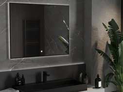 Mexen Erma 100 x 80 cm LED illuminated bathroom mirror, 6000K, anti-fog, black frame - 9814-100-080-611-70