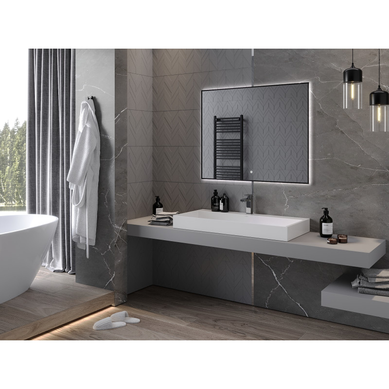 Mexen Erma illuminated bathroom mirror 100 x 80 cm, LED 6000K, anti-fog, black frame - 9814-100-080-611-70
