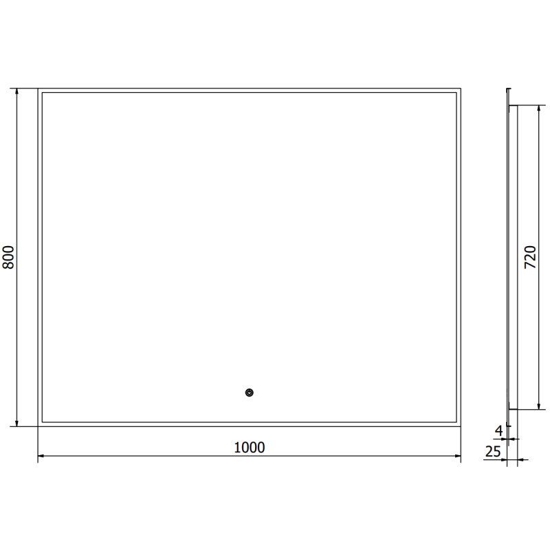 Mexen Erma 100 x 80 cm LED illuminated bathroom mirror, 6000K, anti-fog, black frame - 9814-100-080-611-70