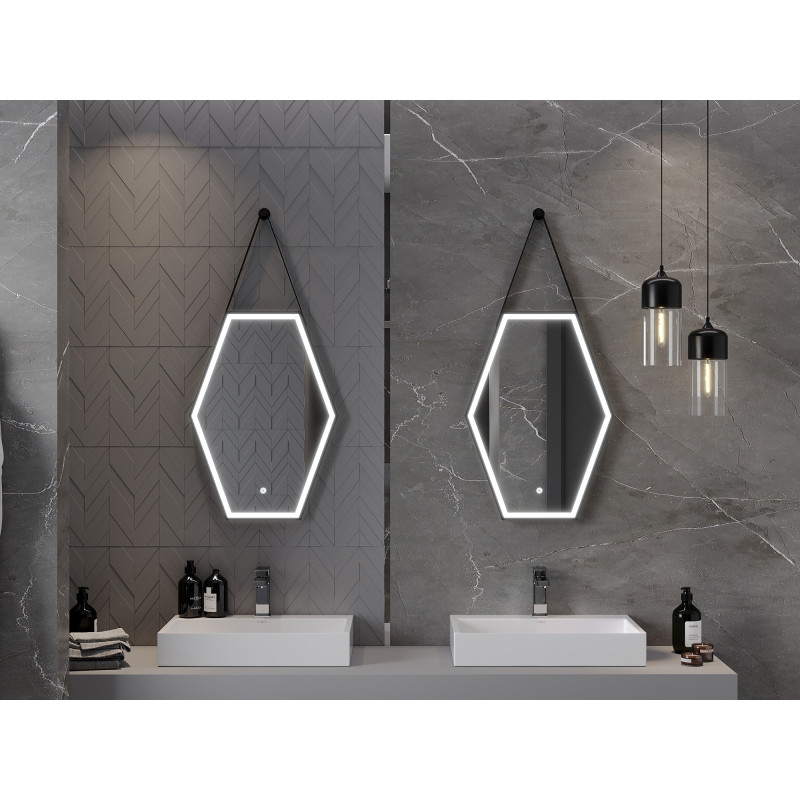 Mexen Orla bathroom mirror with backlight 50 x 70 cm, LED 6000K, anti-fog, black frame - 9815-050-070-611-70