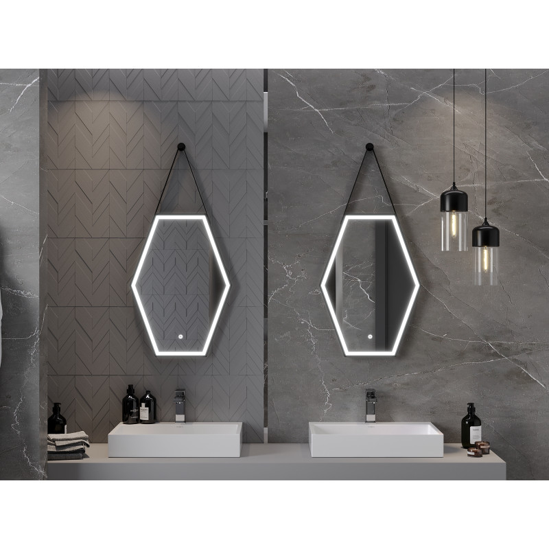 Mexen Orla illuminated bathroom mirror 50 x 70 cm, LED 6000K, anti-fog, black frame - 9815-050-070-611-70