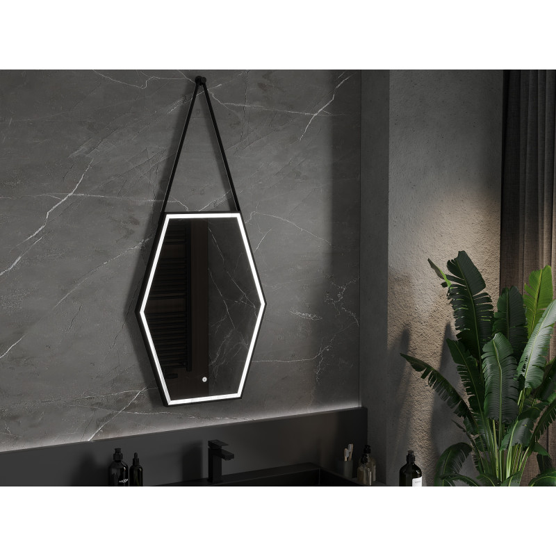 Mexen Orla illuminated bathroom mirror 60 x 80 cm, LED 6000K, anti-fog, black frame - 9815-060-080-611-70