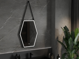 Mexen Orla illuminated bathroom mirror 60 x 80 cm, LED 6000K, anti-fog, black frame - 9815-060-080-611-70