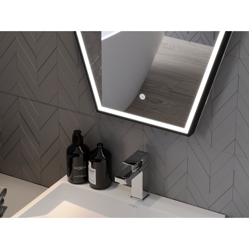 Mexen Orla illuminated bathroom mirror 60 x 80 cm, LED 6000K, anti-fog, black frame - 9815-060-080-611-70