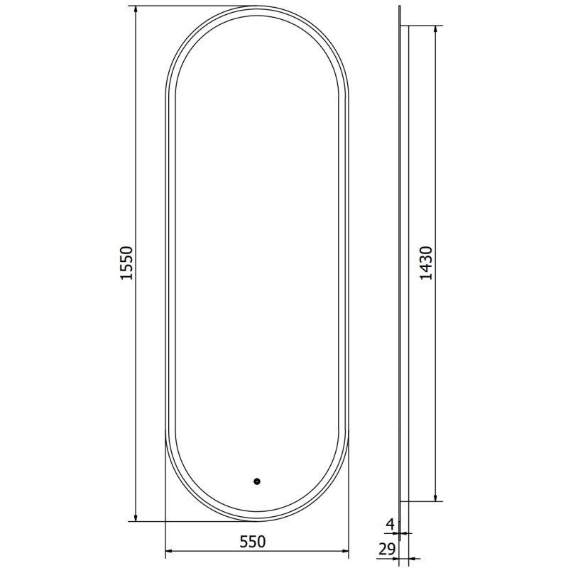Mexen Bono bathroom mirror illuminated 55 x 155 cm, LED 6000K, anti-fog - 9816-055-155-611-00