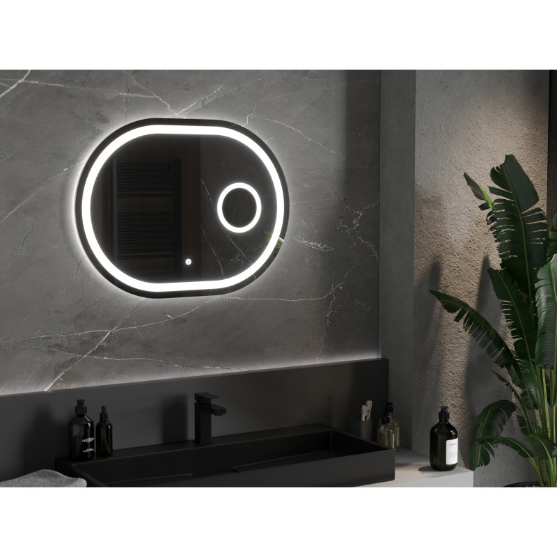 Mexen Umba bathroom mirror illuminated with cosmetic mirror 80 x 60 cm, LED 6000K, anti-fog - 9822-080-060-611-00