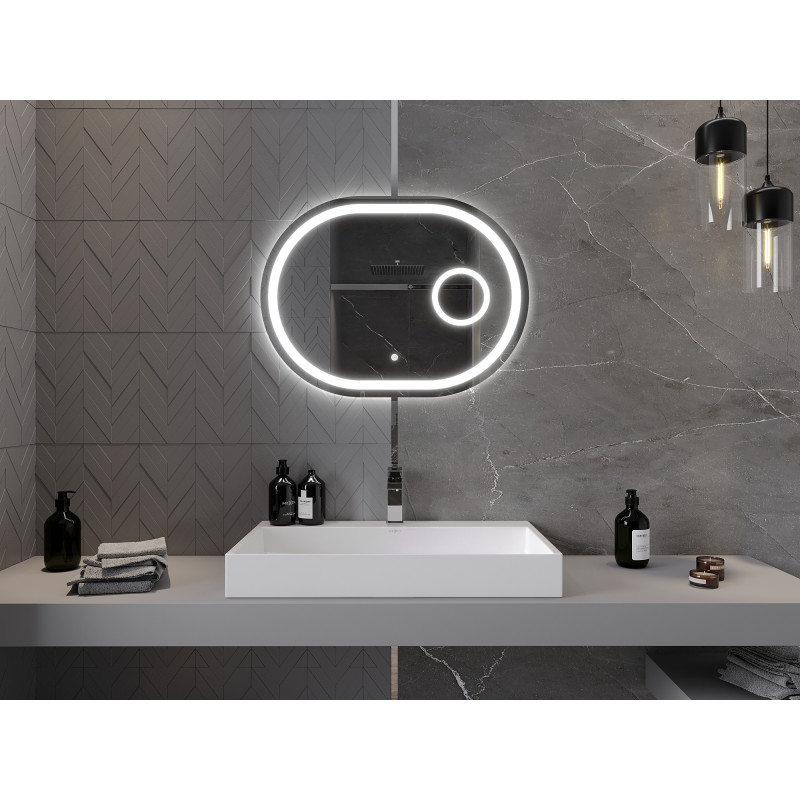 Mexen Umba bathroom mirror illuminated with cosmetic mirror 80 x 60 cm, LED 6000K, anti-fog - 9822-080-060-611-00