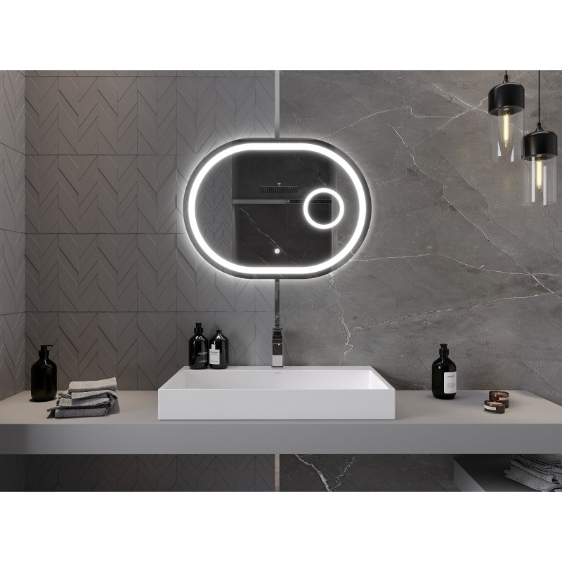 Mexen Umba illuminated bathroom mirror with cosmetic mirror 80 x 60 cm, LED 6000K, anti-fog - 9822-080-060-611-00
