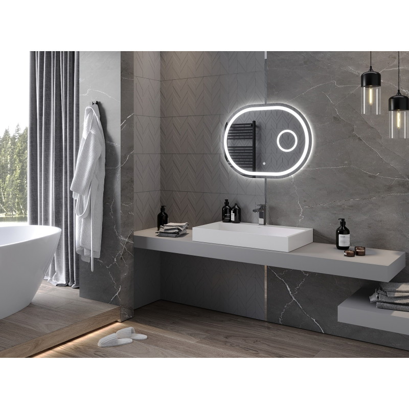 Mexen Umba illuminated bathroom mirror with cosmetic mirror 80 x 60 cm, LED 6000K, anti-fog - 9822-080-060-611-00