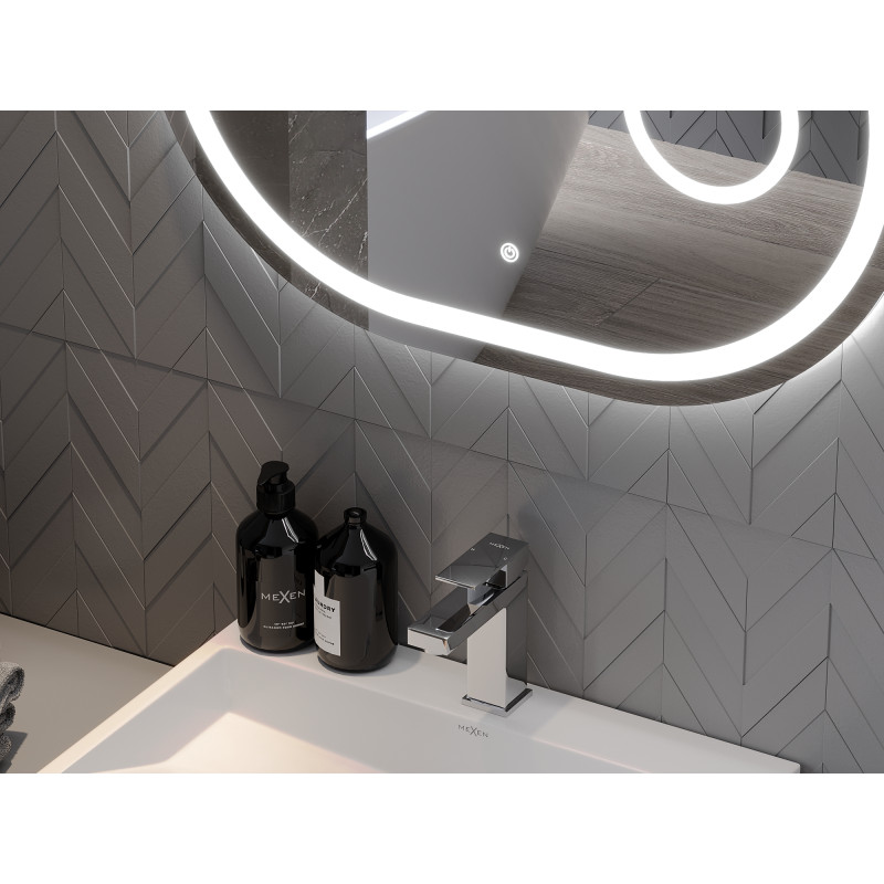 Mexen Umba bathroom mirror illuminated with cosmetic mirror 80 x 60 cm, LED 6000K, anti-fog - 9822-080-060-611-00