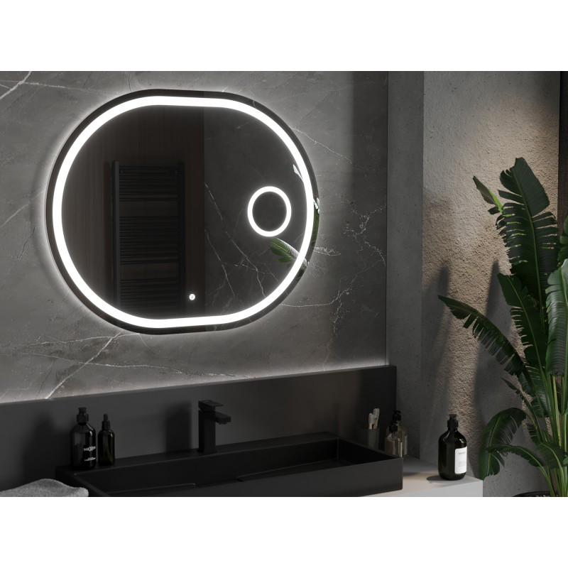 Mexen Umba illuminated bathroom mirror with cosmetic mirror 100 x 80 cm, LED 6000K, anti-fog - 9822-100-080-611-00