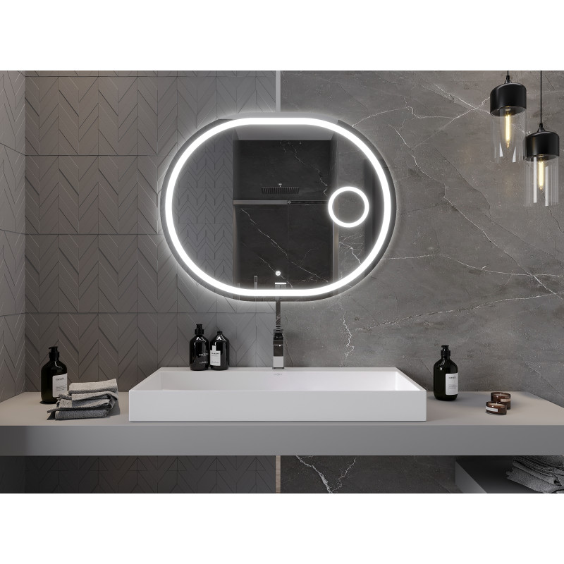 Mexen Umba illuminated bathroom mirror with cosmetic mirror 100 x 80 cm, LED 6000K, anti-fog - 9822-100-080-611-00