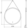 Mexen Reni backlit bathroom mirror, round 70 cm, LED 6000K, anti-fog, black frame - 9812-070-070-611-70