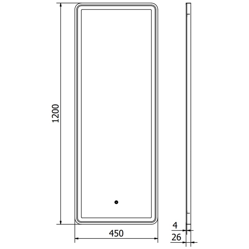 Mexen Coro 45 x 120 cm illuminated bathroom mirror, LED 6000K, anti-fog, black frame - 9817-045-120-611-70