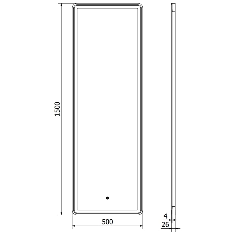 Mexen Coro bathroom mirror with lighting 50 x 150 cm, LED 6000K, anti-fog, black frame - 9817-050-150-611-70