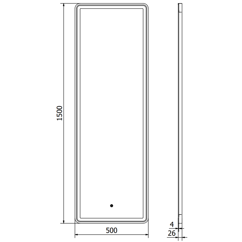 Mexen Coro illuminated bathroom mirror 50 x 150 cm, LED 6000K, anti-fog, black frame - 9817-050-150-611-70