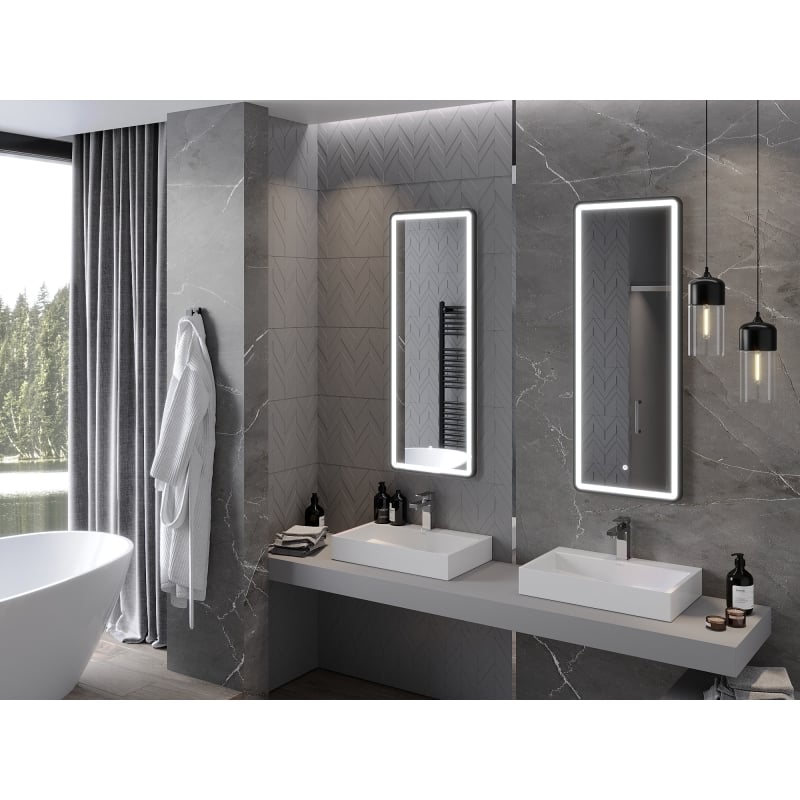 Mexen Coro 45 x 120 cm illuminated bathroom mirror, LED 6000K, anti-fog, black frame - 9817-045-120-611-70