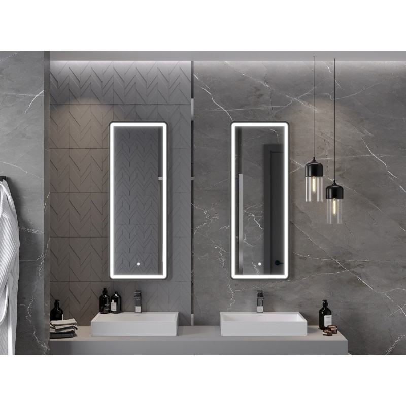 Mexen Coro 45 x 120 cm illuminated bathroom mirror, LED 6000K, anti-fog, black frame - 9817-045-120-611-70