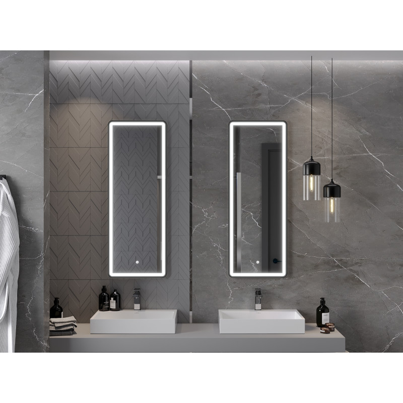 Mexen Coro illuminated bathroom mirror 45 x 120 cm, LED 6000K, anti-fog, black frame - 9817-045-120-611-70