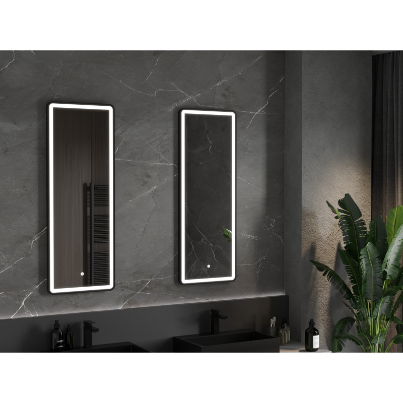 Mexen Coro illuminated bathroom mirror 45 x 120 cm, LED 6000K, anti-fog, black frame - 9817-045-120-611-70
