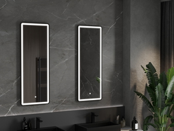 Mexen Coro illuminated bathroom mirror 45 x 120 cm, LED 6000K, anti-fog, black frame - 9817-045-120-611-70