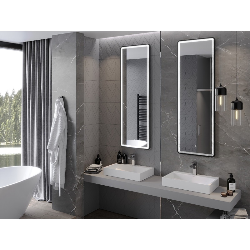 Mexen Coro bathroom mirror with lighting 50 x 150 cm, LED 6000K, anti-fog, black frame - 9817-050-150-611-70
