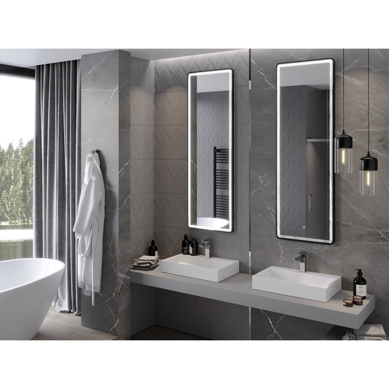 Mexen Coro illuminated bathroom mirror 50 x 150 cm, LED 6000K, anti-fog, black frame - 9817-050-150-611-70
