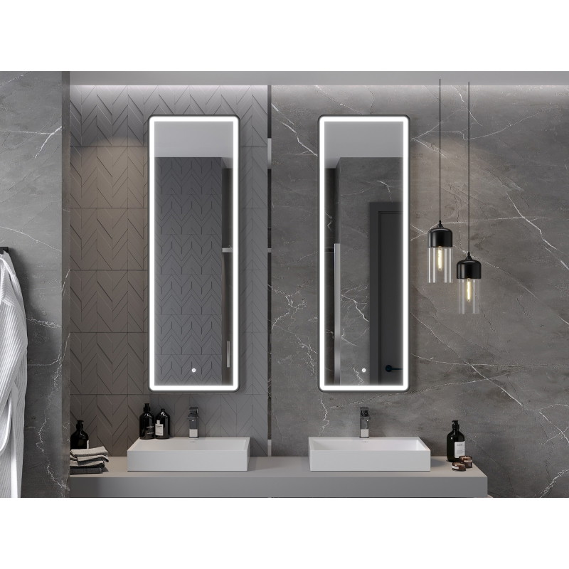 Mexen Coro bathroom mirror illuminated 50 x 150 cm, LED 6000K, anti-fog, black frame - 9817-050-150-611-70