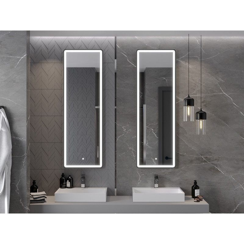 Mexen Coro illuminated bathroom mirror 50 x 150 cm, LED 6000K, anti-fog, black frame - 9817-050-150-611-70
