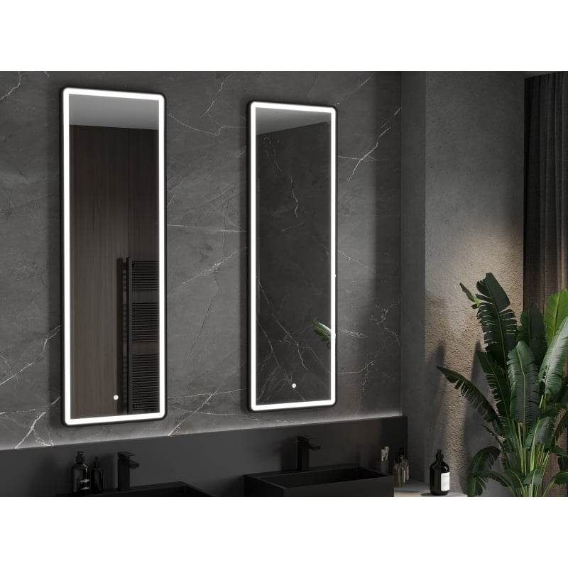 Mexen Coro bathroom mirror with lighting 50 x 150 cm, LED 6000K, anti-fog, black frame - 9817-050-150-611-70