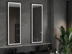 Mexen Coro bathroom mirror with lighting 50 x 150 cm, LED 6000K, anti-fog, black frame - 9817-050-150-611-70