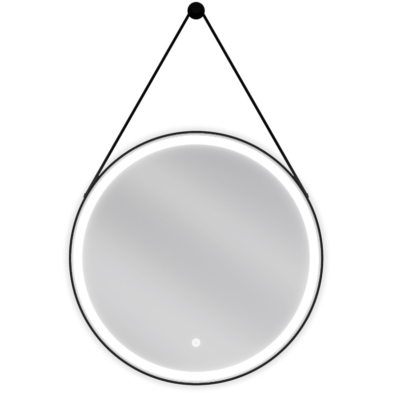 Mexen Reni illuminated bathroom mirror, round 60 cm, LED 6000K, anti-fog, black frame - 9812-060-060-611-70