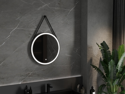 Mexen Reni illuminated bathroom mirror, round 60 cm, LED 6000K, anti-fog, black frame - 9812-060-060-611-70