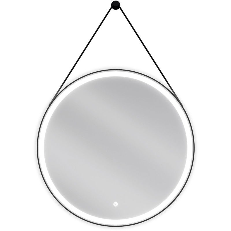 Mexen Reni illuminated bathroom mirror, round 70 cm, LED 6000K, demister, black frame - 9812-070-070-611-70