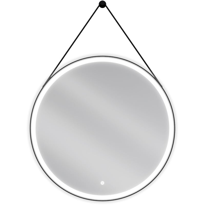 Mexen Reni illuminated bathroom mirror, round 80 cm, LED 6000K, anti-fog, black frame - 9812-080-080-611-70