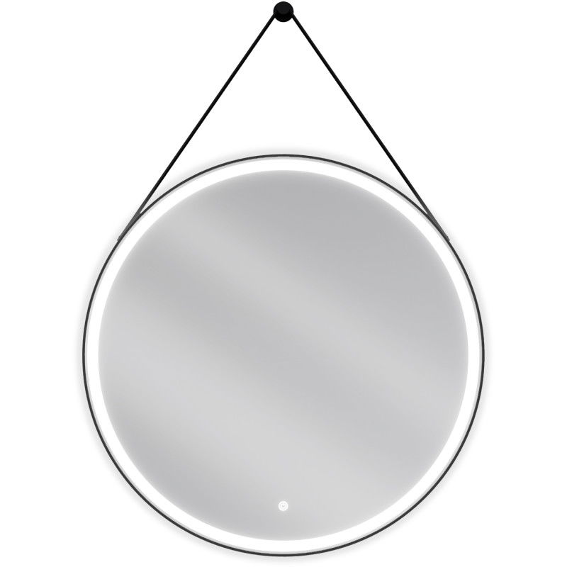 Mexen Reni illuminated bathroom mirror, round 80 cm, LED 6000K, demister, black frame - 9812-080-080-611-70