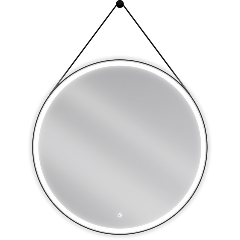 Mexen Reni illuminated bathroom mirror, round 90 cm, LED 6000K, anti-fog, black frame - 9812-090-090-611-70