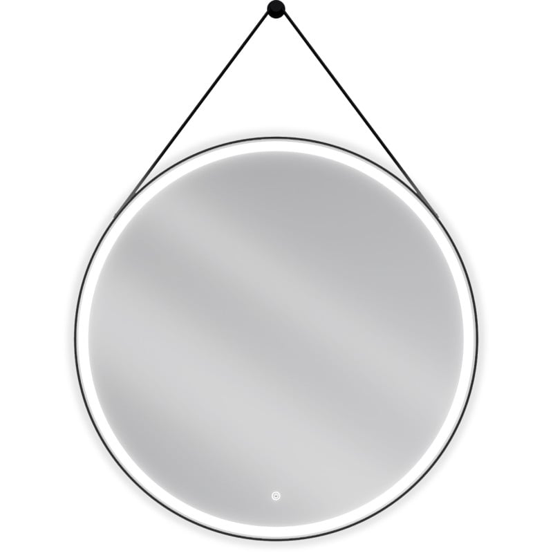 Mexen Reni illuminated bathroom mirror, round 90 cm, LED 6000K, demister, black frame - 9812-090-090-611-70