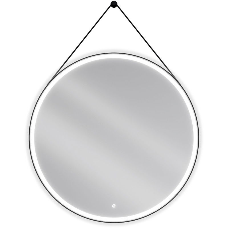 Mexen Reni illuminated bathroom mirror, round 100 cm, LED 6000K, demister, black frame - 9812-100-100-611-70