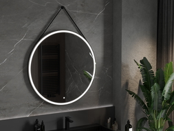 Mexen Reni illuminated bathroom mirror, round 100 cm, LED 6000K, demister, black frame - 9812-100-100-611-70