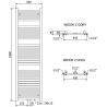 Mexen Hades bathroom radiator 1800 x 500 mm, 854 W, white - W104-1800-500-00-20