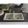 Mexen Mario granite double-bowl kitchen sink with Aster kitchen faucet, beige - 6504-69-73450-07-B