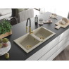 Mexen Mario 2-bowl granite kitchen sink with Aster faucet, beige - 6504-69-73450-57-G